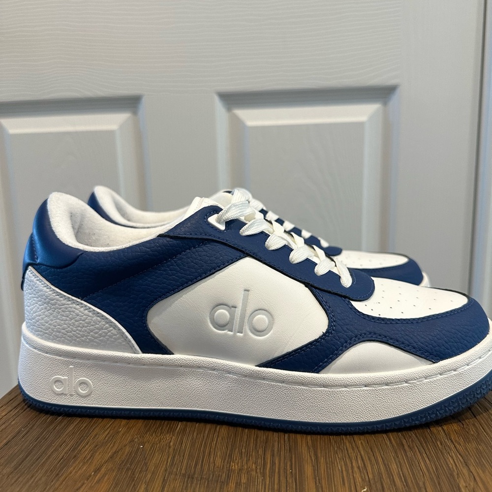 Alo White and Blue Sneakers